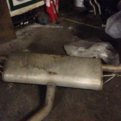 Rear dual exit exhaust section removed